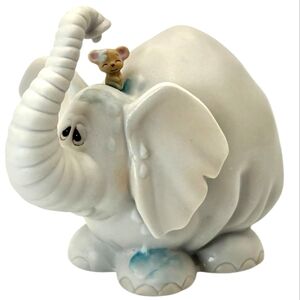 1990 Enesco PRECIOUS MOMENTS-SHOWERS OF BLESSINGS Elephant/Mouse Figurine